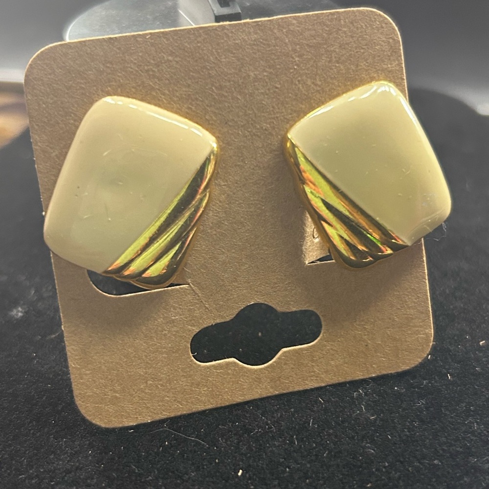 Vintage Napier Clips Elegant Gold and Cream Earrings